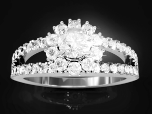 Halo Diamond Ring Modèles 3D en vedette