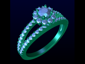 Halo Diamond Ring Modèles 3D en vedette