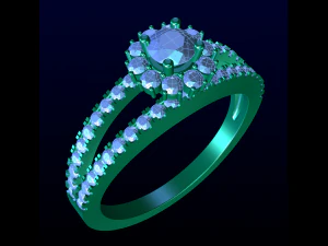 Halo Diamond Ring 3D Print Model