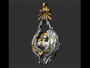 Wings and cross Pendant 3D Print Model