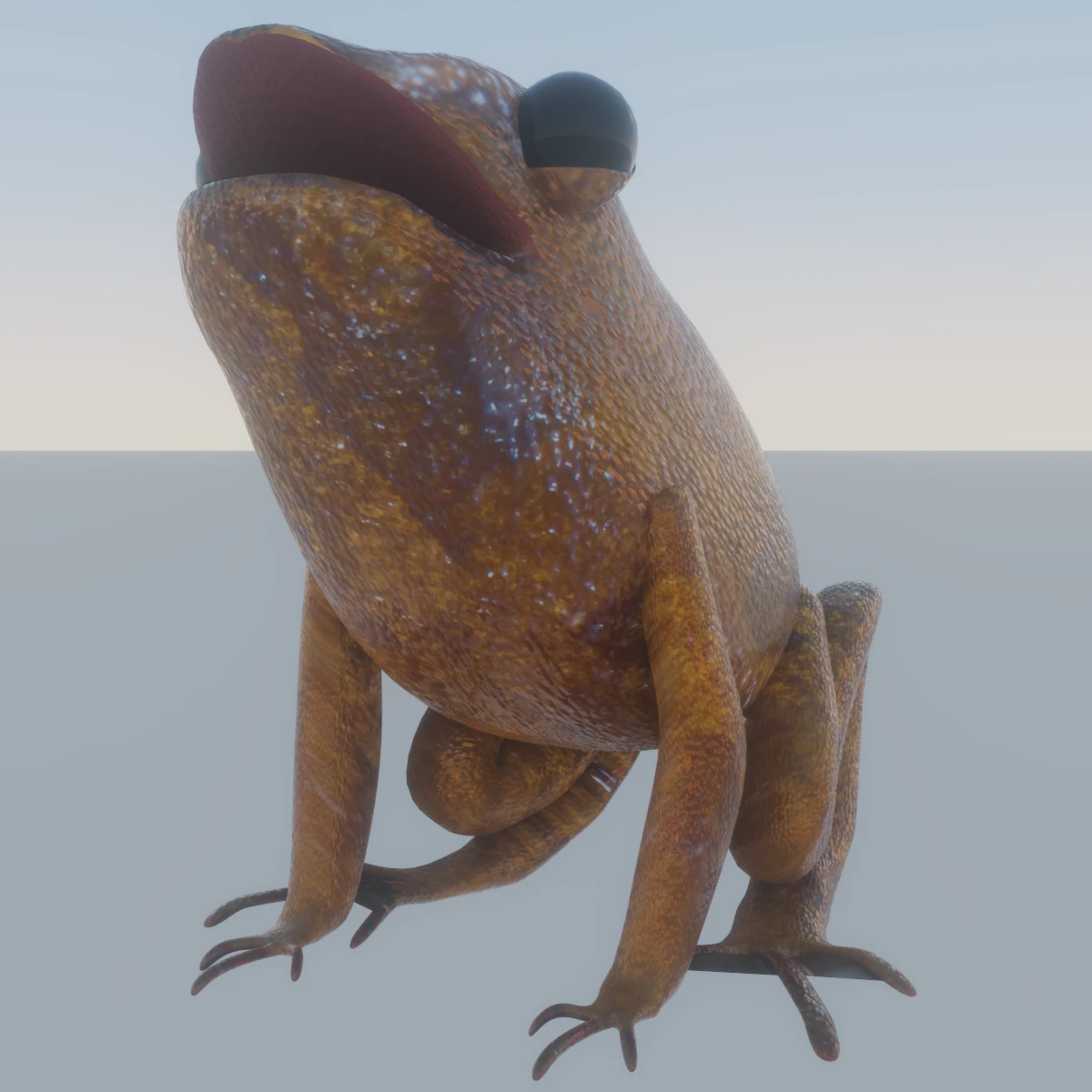 Mid-Poly Brown Frog 3D Model .c4d .max .obj .3ds .fbx .stl .blend