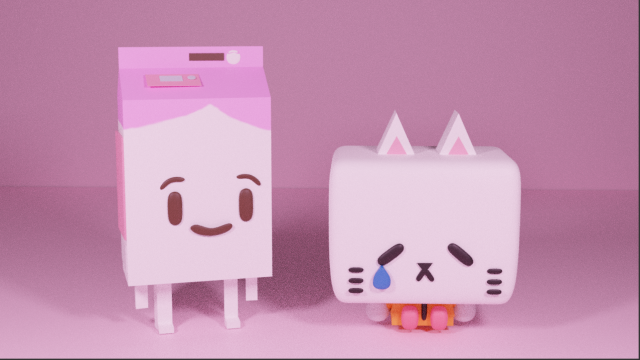 CHARACTERS MILK BOX - KAWAII CAT Modelo 3D .c4d .max .obj .3ds .fbx .stl .blend 