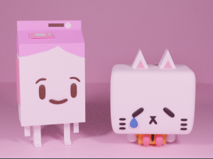 CHARACTERS MILK BOX - KAWAII CAT 3D 模型
