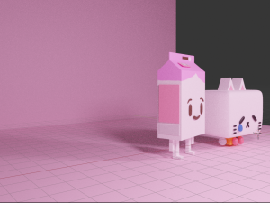 CHARACTERS MILK BOX - KAWAII CAT Modelo 3D