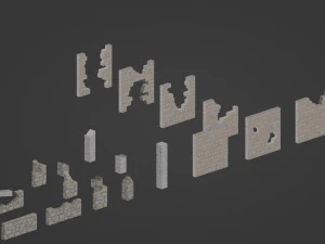 Modulare Low-Poly-Z&auml;une 3D Modell