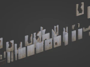 Modulare Low-Poly-Z&auml;une 3D Modell