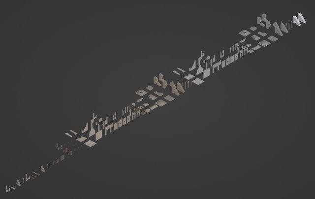 Low-poly modular walls 3D 모델 .c4d .max .obj .3ds .fbx .stl .blend 