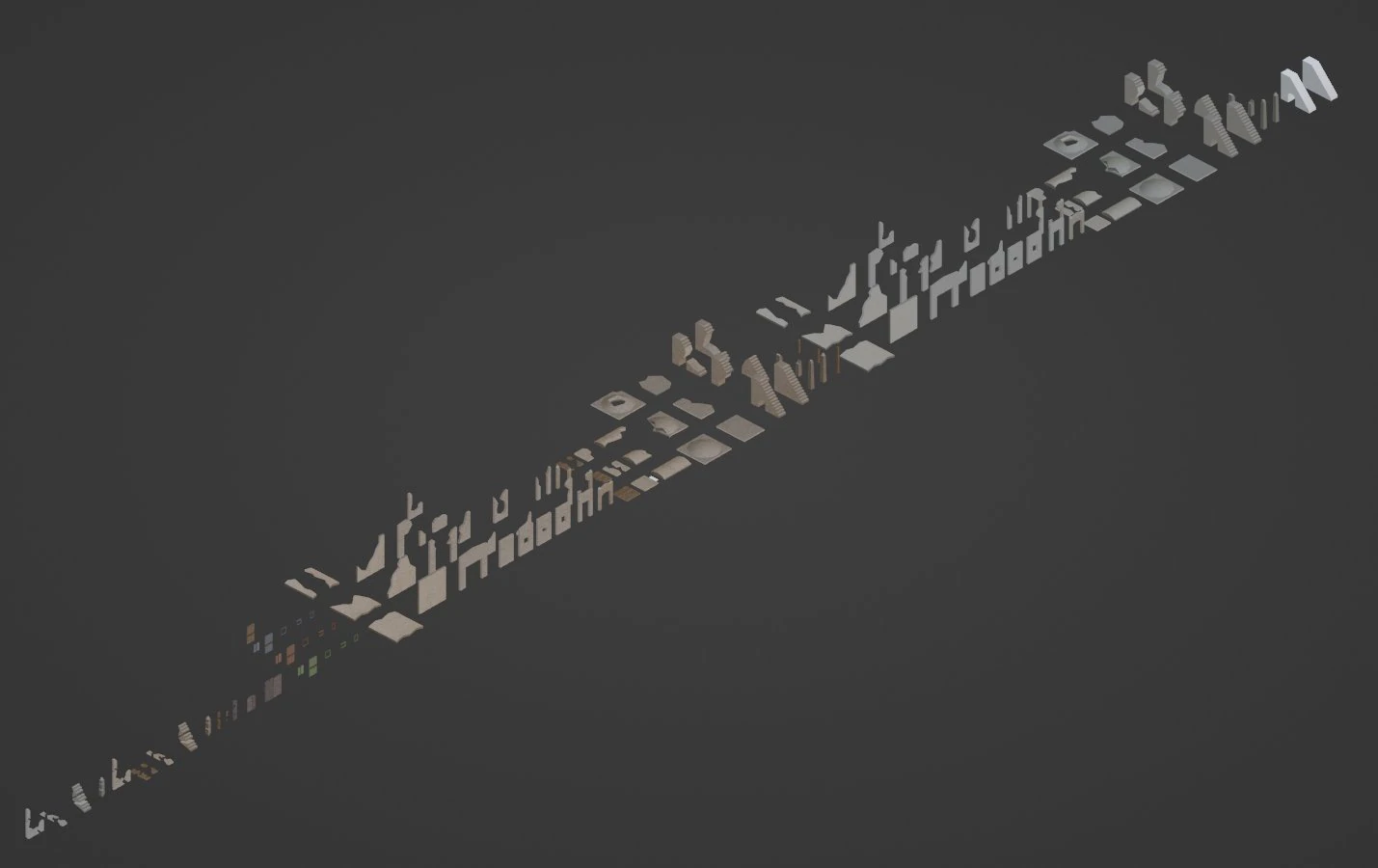 Low-poly modular walls 3D Model .c4d .max .obj .3ds .fbx .stl .blend 