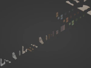 Low-poly modular walls 3D Model