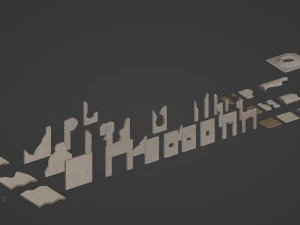 Low-poly modular walls 3D Model