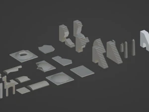 Low-poly modular walls 3D Model
