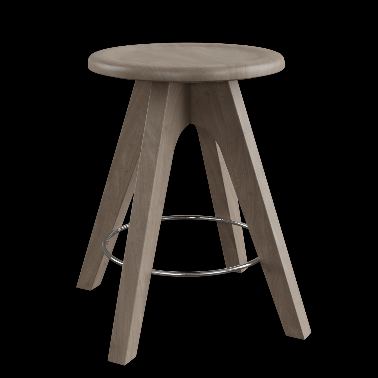 Wooden Stool 3D Model .c4d .max .obj .3ds .fbx .stl .blend