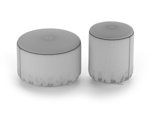 Velvet pouf Parma large and small Modelo 3D