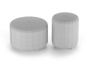 Velvet pouf Parma large and small 3D Model