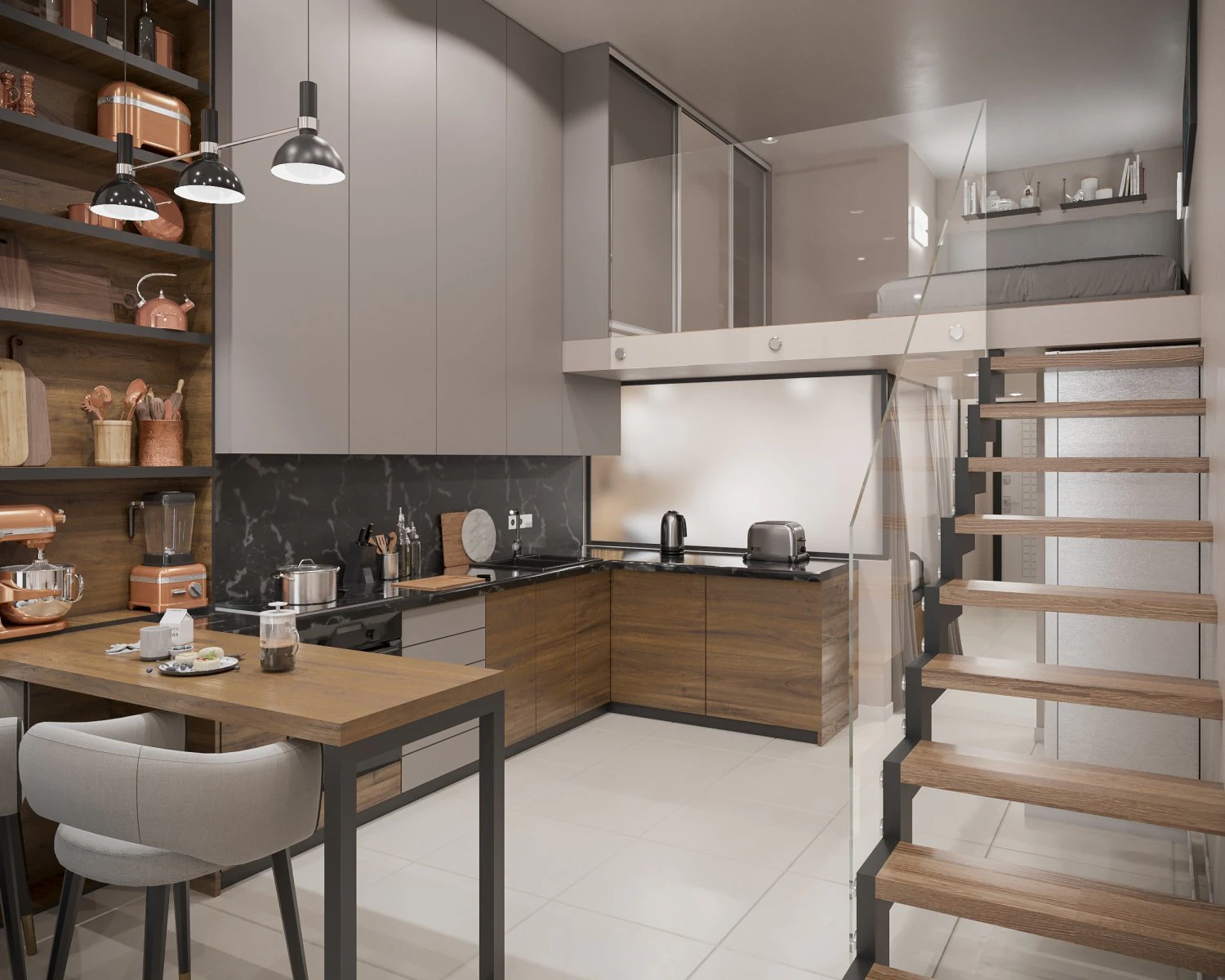 Modern Loft Studio Interior Scene 3D Model .c4d .max .obj .3ds .fbx .stl .blend 