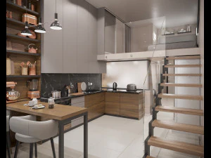 Escena interior del estudio loft moderno Modelo 3D