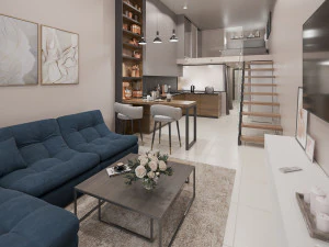 Modern Loft Studio Interior Scene 3D Model