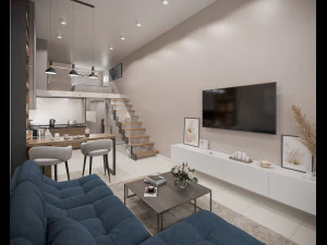 Modern Loft Studio Interior Scene 3D Model