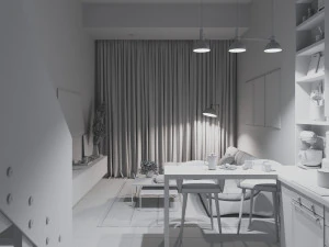 Modern Loft Studio Interior Scene 3D Model