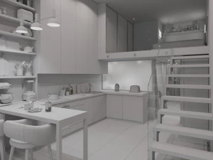 Modern Loft Studio Interior Scene 3D Model