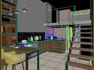 Modern Loft Studio Interior Scene 3D Model