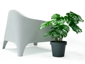 IKEA set with SKARP Garden armchair FEJKA artificial plant monstera with pot VITLK and DINERA 3D Model