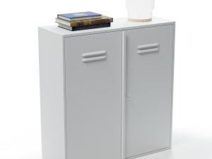 IKEA set with white IVAR Cabinet with doors books and milk glass table lamp 3D 模型