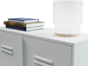 IKEA set with white IVAR Cabinet with doors books and milk glass table lamp 3D 模型