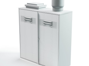 IKEA set with white IVAR Cabinet with doors books and milk glass table lamp 3D 模型