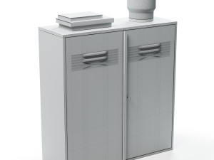 IKEA set with white IVAR Cabinet with doors books and milk glass table lamp 3D 模型