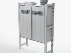 IKEA set with white IVAR Cabinet with doors and IVAR wooden side pillars books and milk glass table 3D 模型