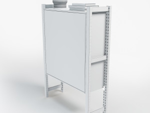 IKEA set with white IVAR Cabinet with doors and IVAR wooden side pillars books and milk glass table 3D 模型