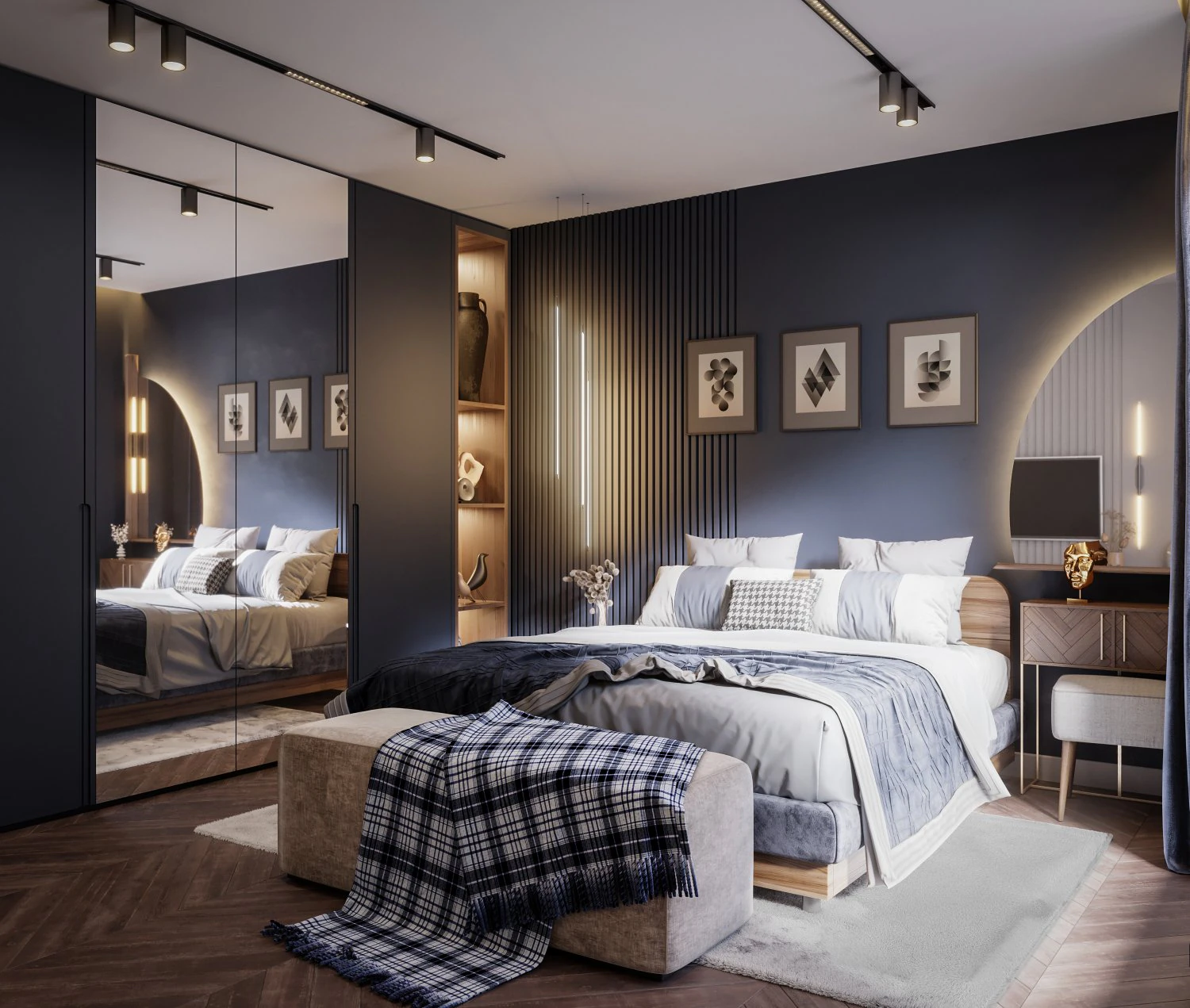 Modern bedroom interior scene 3D Model .c4d .max .obj .3ds .fbx .stl .blend 