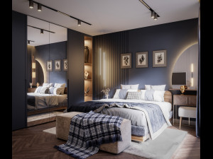 Modern bedroom interior scene 3D मॉडल