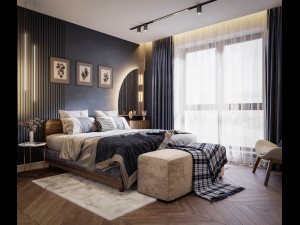 Modern bedroom interior scene 3D Model