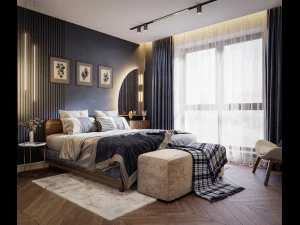 Modern bedroom interior scene 3D Model