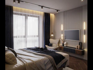Modern bedroom interior scene 3D Model