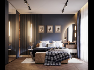 Modern bedroom interior scene 3D Model