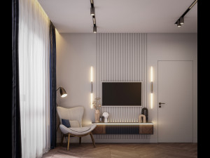 Modern bedroom interior scene 3D Model