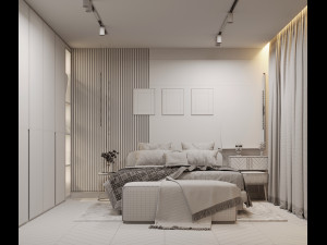 Modern bedroom interior scene 3D Model