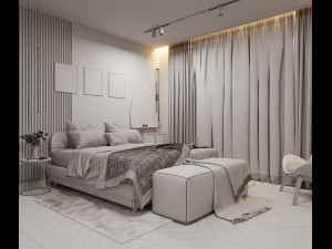 Modern bedroom interior scene 3D Model