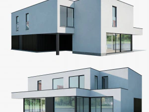 Modern House 01 White and black 3D Model