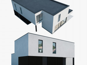 Modern House 01 White and black 3D Model