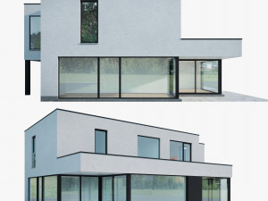 Modern House 01 White and black 3D Model