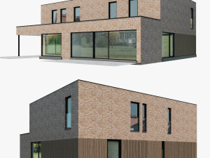 Modern House 02 light brick and wood Modelo 3D
