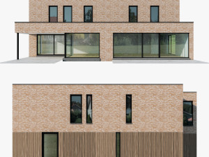 Modern House 02 light brick and wood Modelo 3D