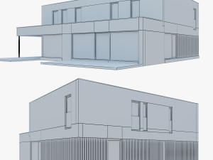 Modern House 02 light brick and wood Modelo 3D