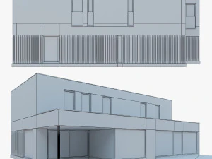 Modern House 02 light brick and wood 3D Model