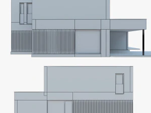 Modern House 02 light brick and wood 3D Model