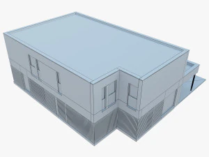 Modern House 02 light brick and wood 3D Model